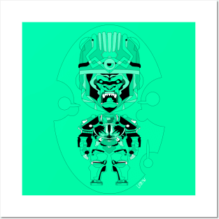 mexican sisimite apex gorilla in olmec sentinel head ecopop in techno patterns art Posters and Art